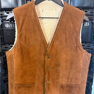 Men's Brown Suede Vest with Shearling Lining